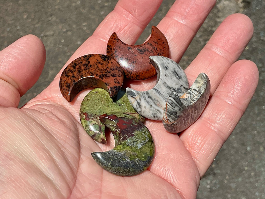 Small Polished Crescent Moon Carvings