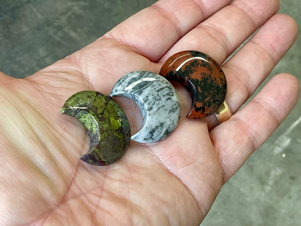 Small Polished Crescent Moon Carvings