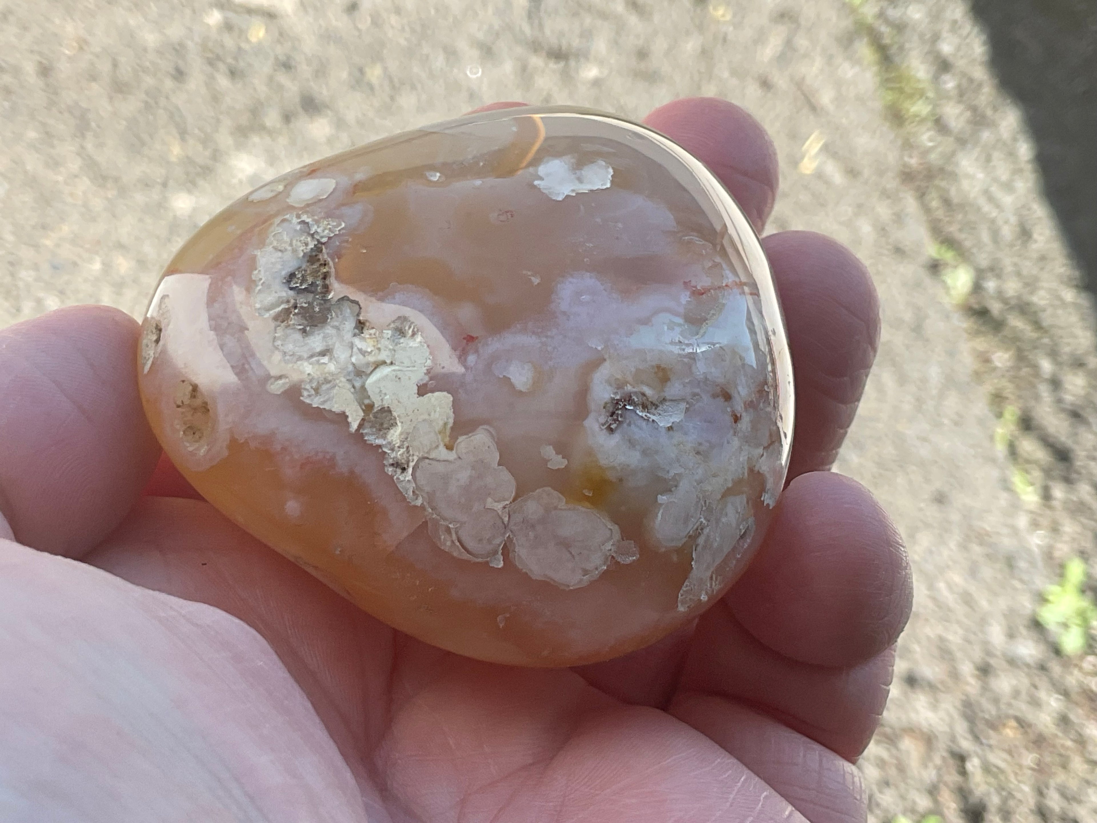 167g Flower Agate Palmstone 11C