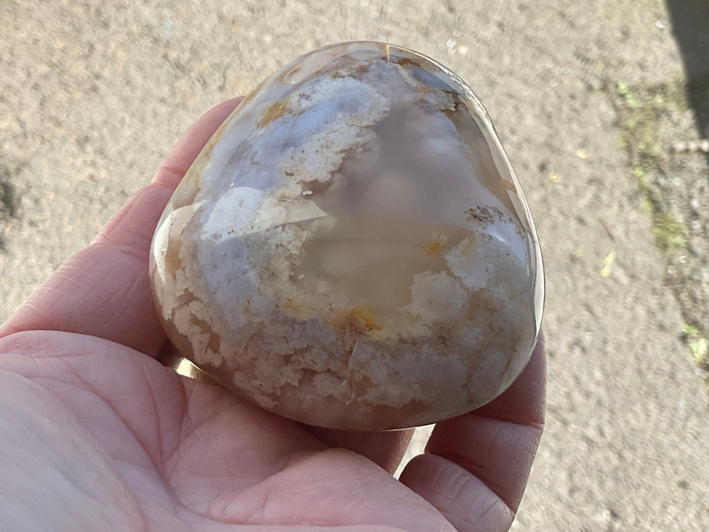 215g Flower Agate Palmstone 12B