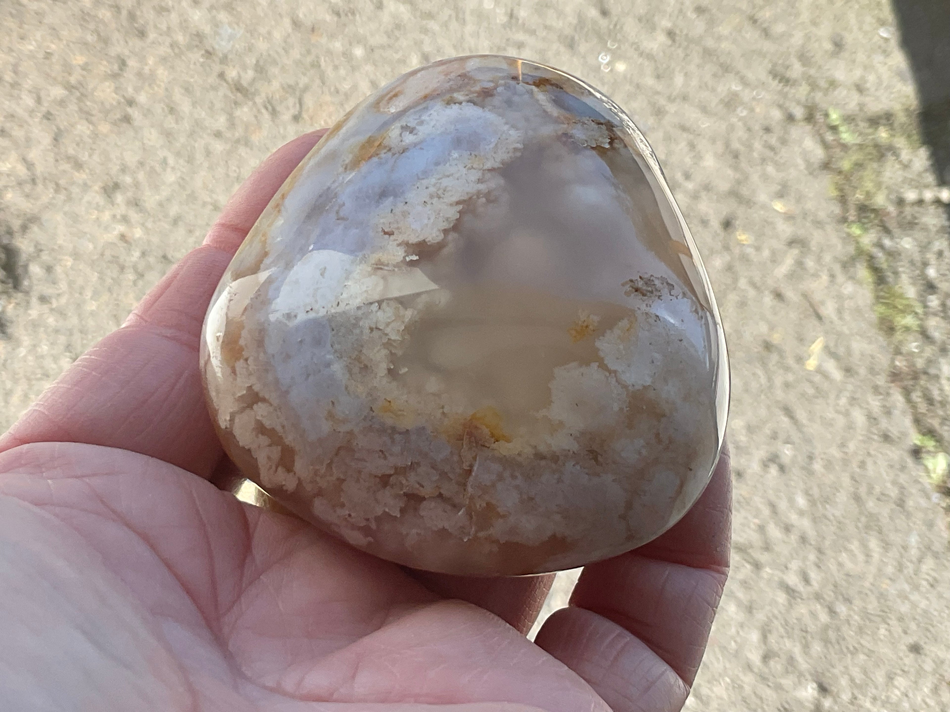 215g Flower Agate Palmstone 12B