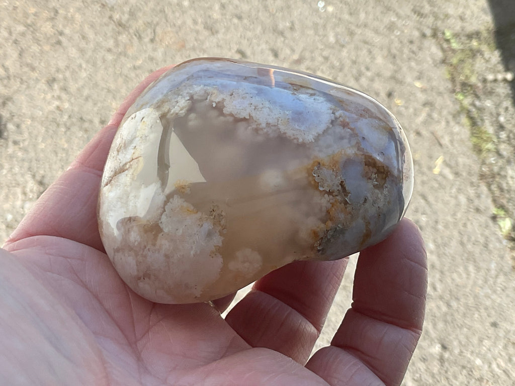 215g Flower Agate Palmstone 12B