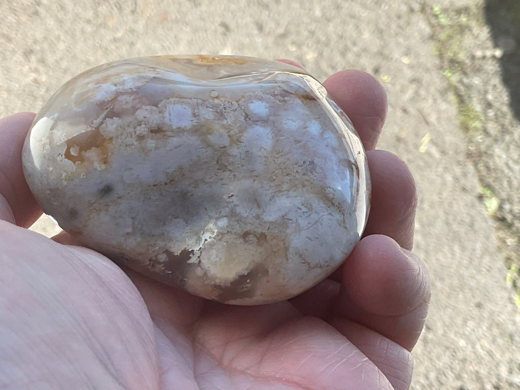 215g Flower Agate Palmstone 12B