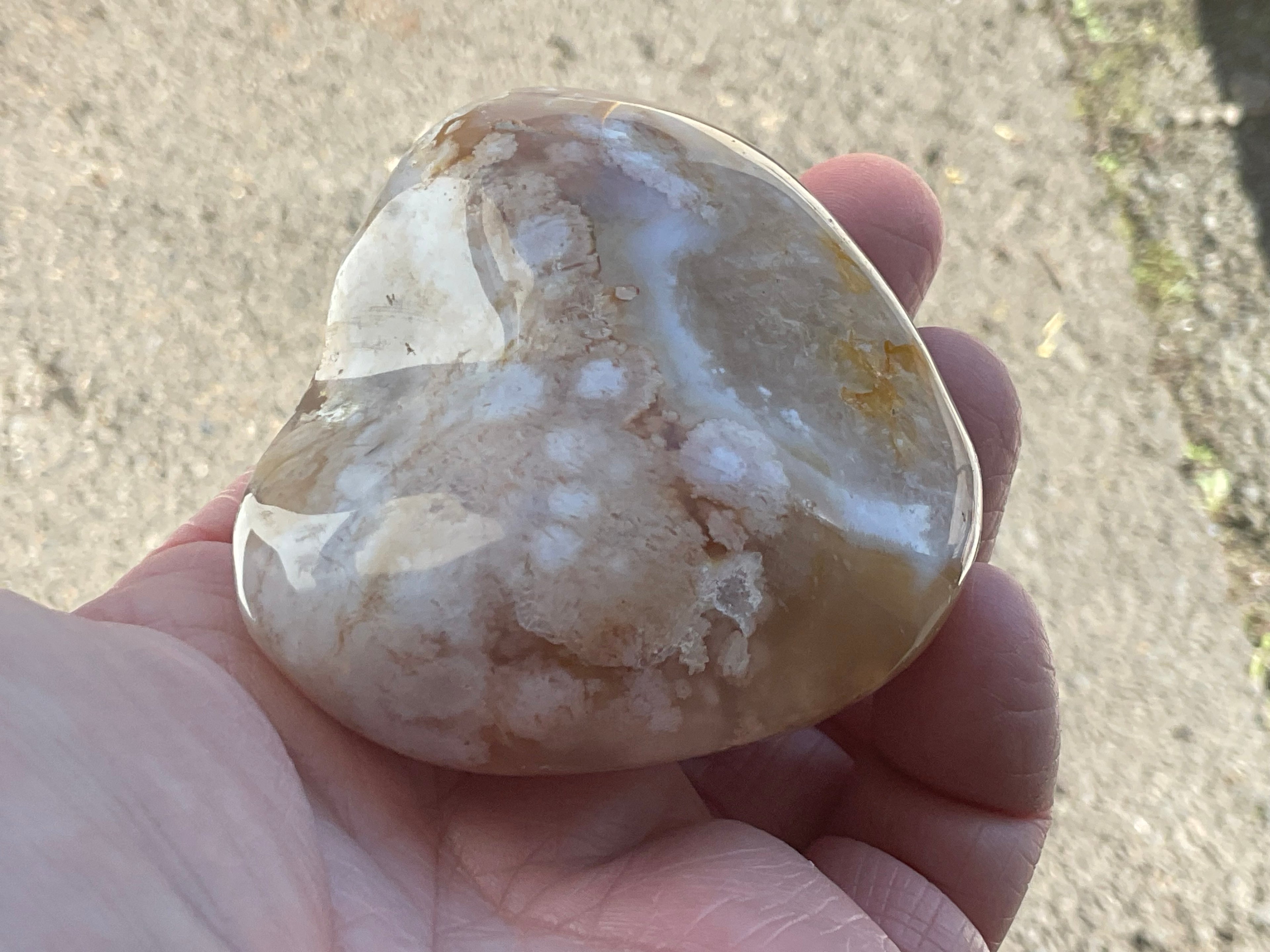 215g Flower Agate Palmstone 12B
