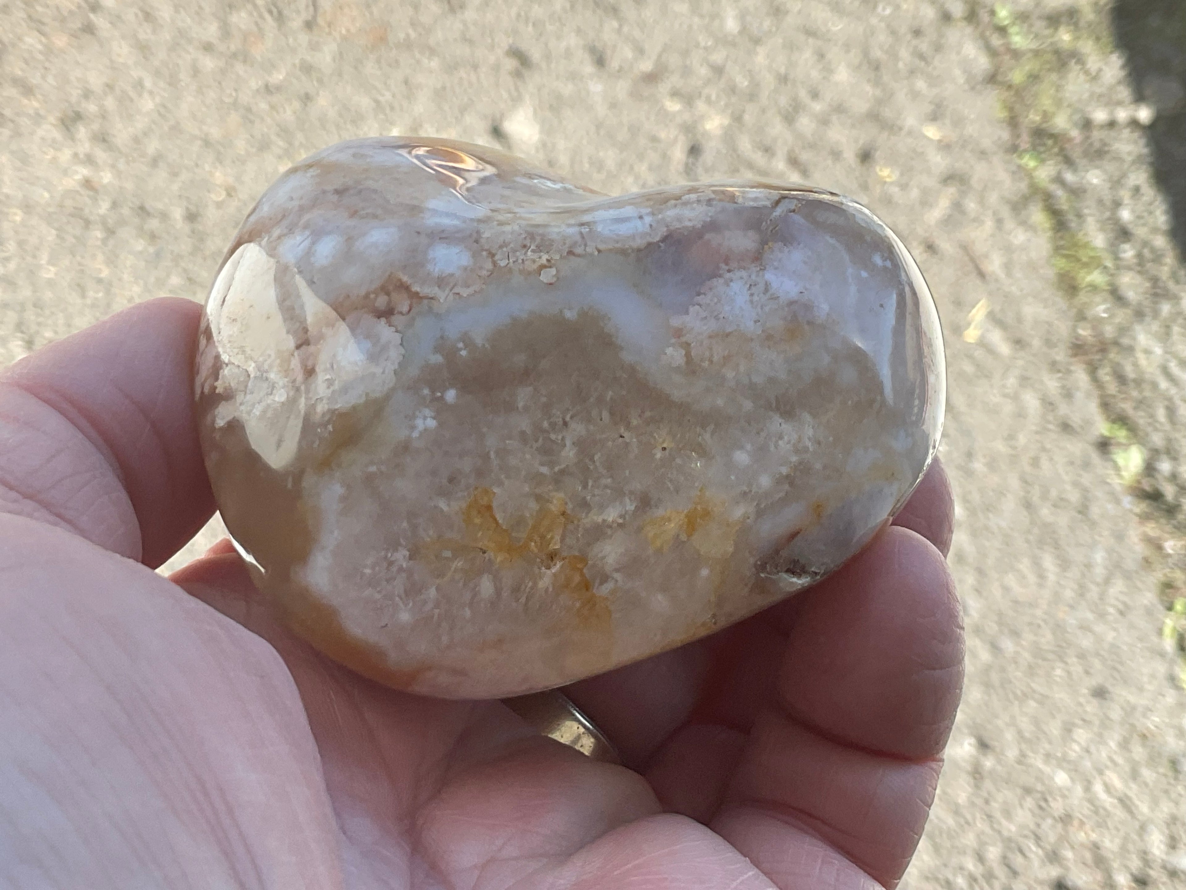 215g Flower Agate Palmstone 12B