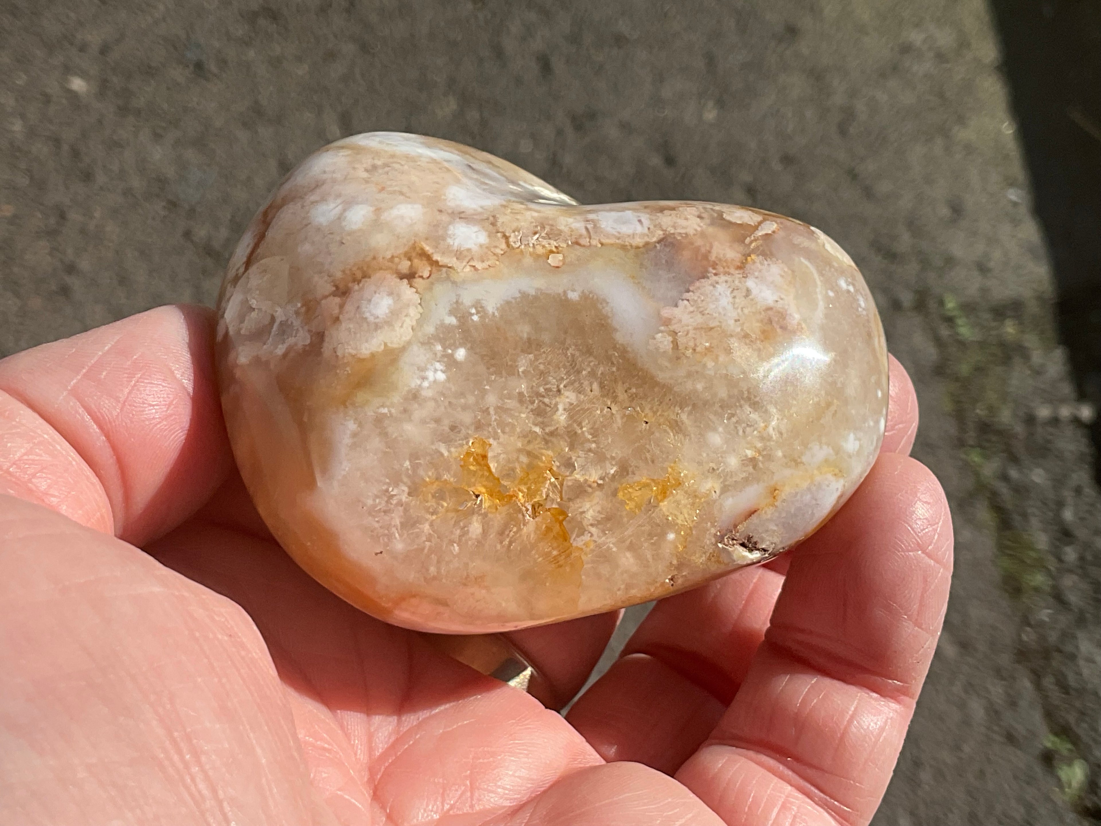 215g Flower Agate Palmstone 12B