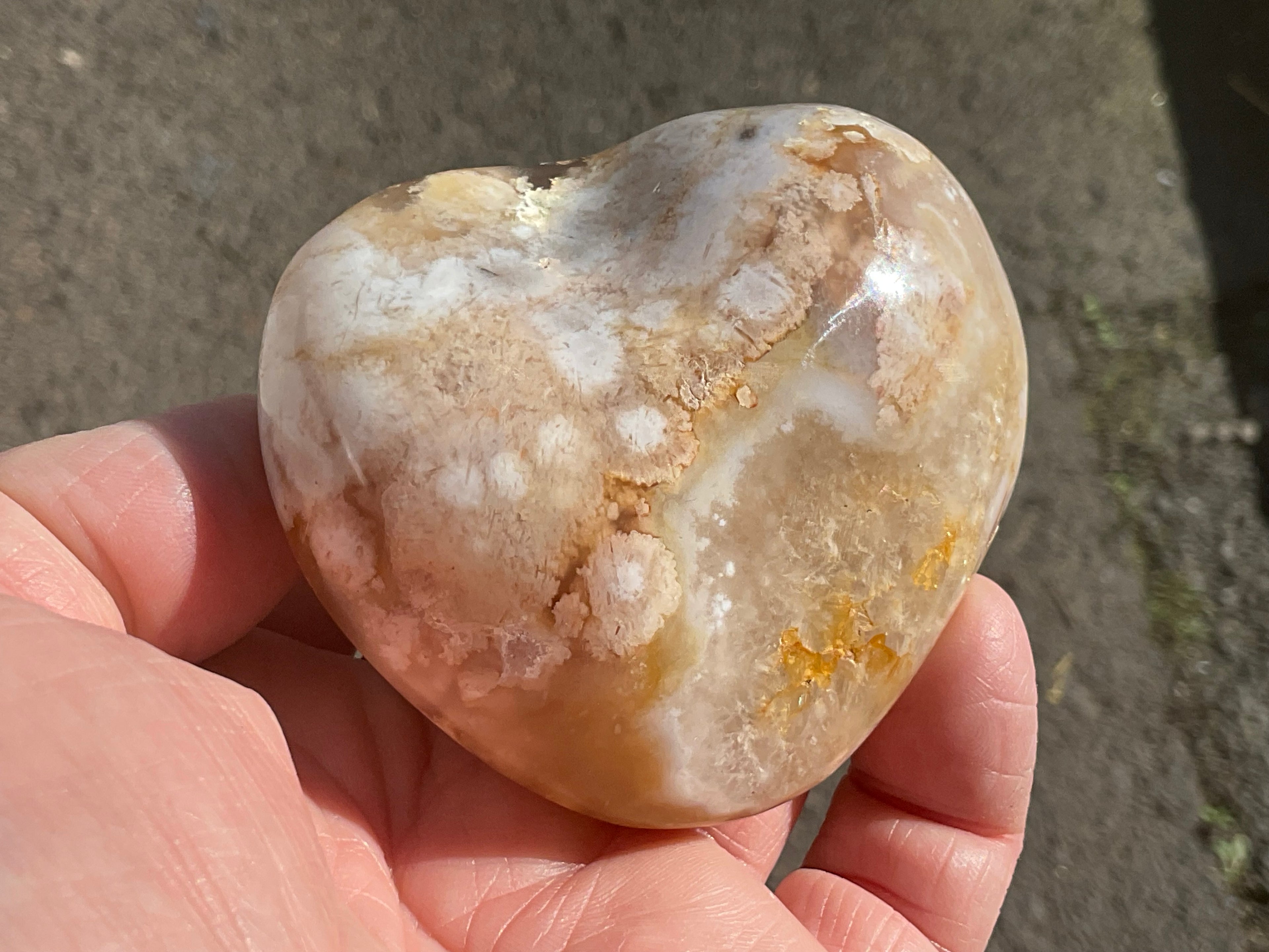 215g Flower Agate Palmstone 12B