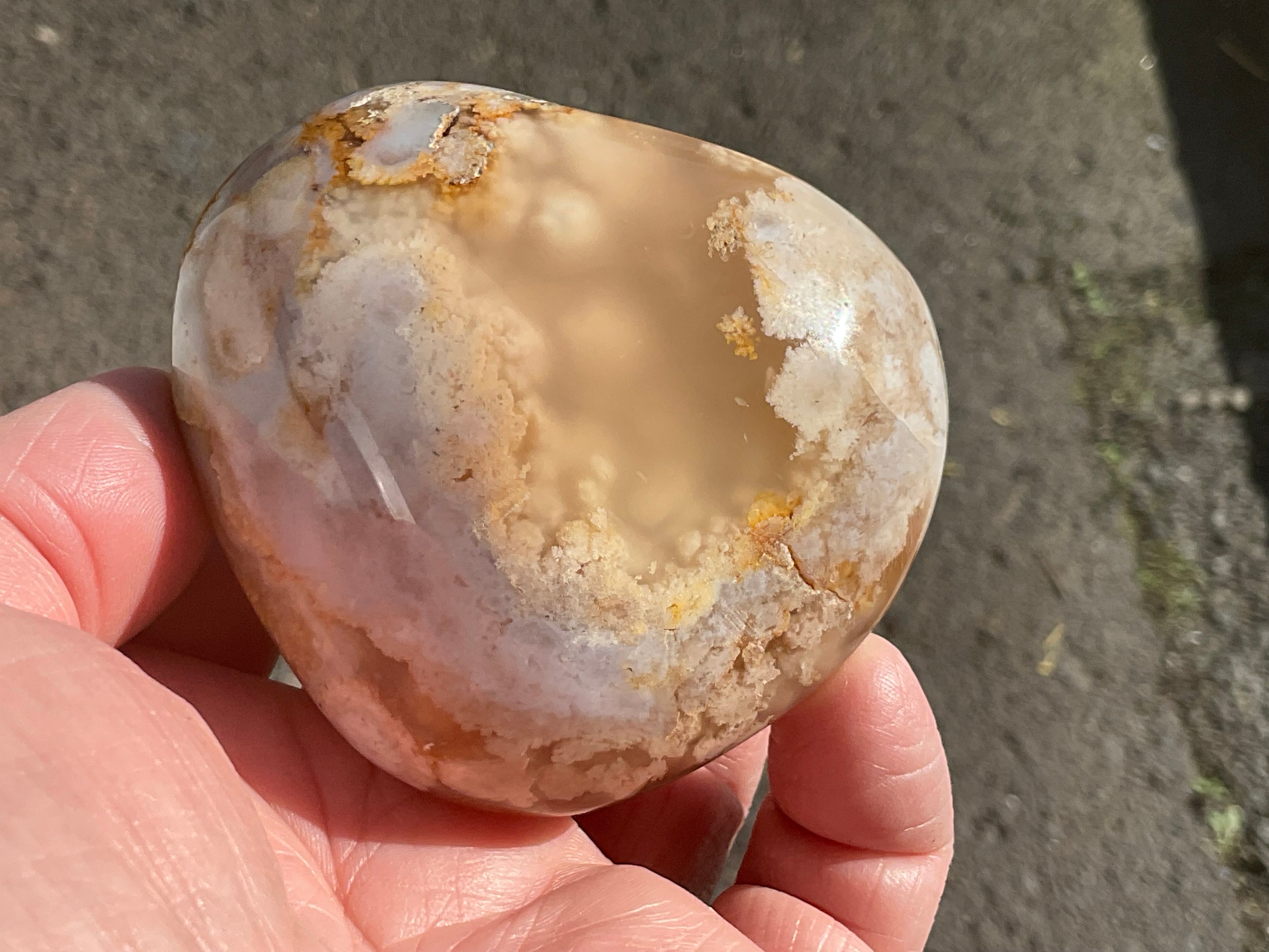 215g Flower Agate Palmstone 12B