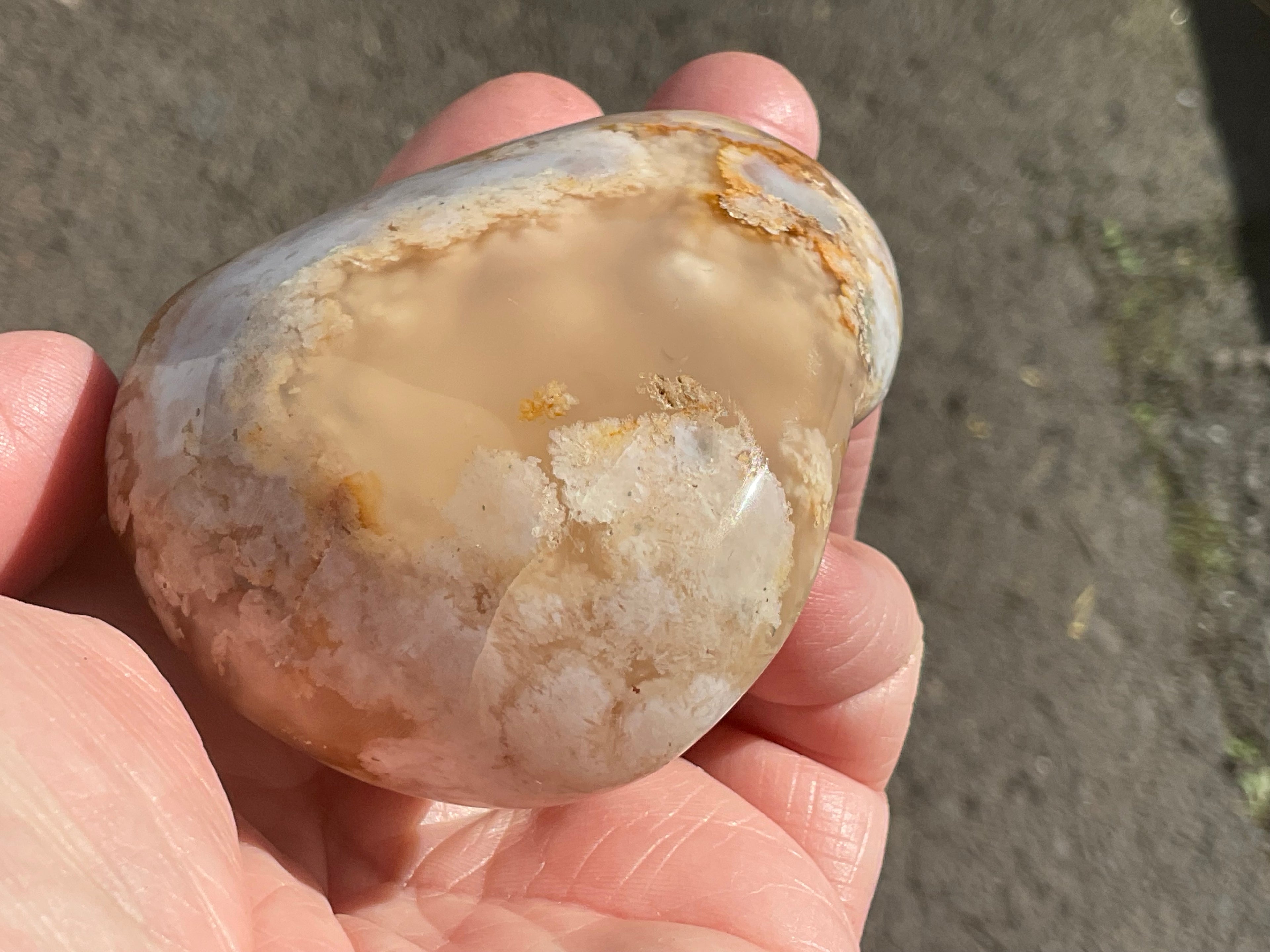 215g Flower Agate Palmstone 12B