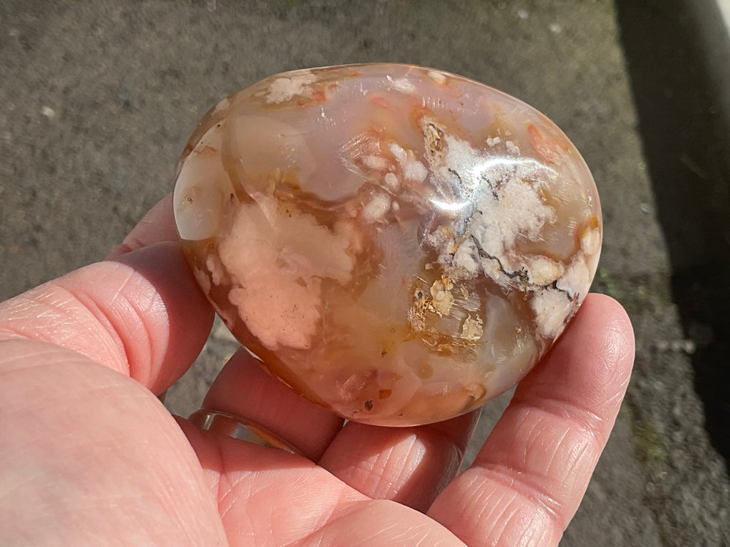 226g Flower Agate Palmstone 13A