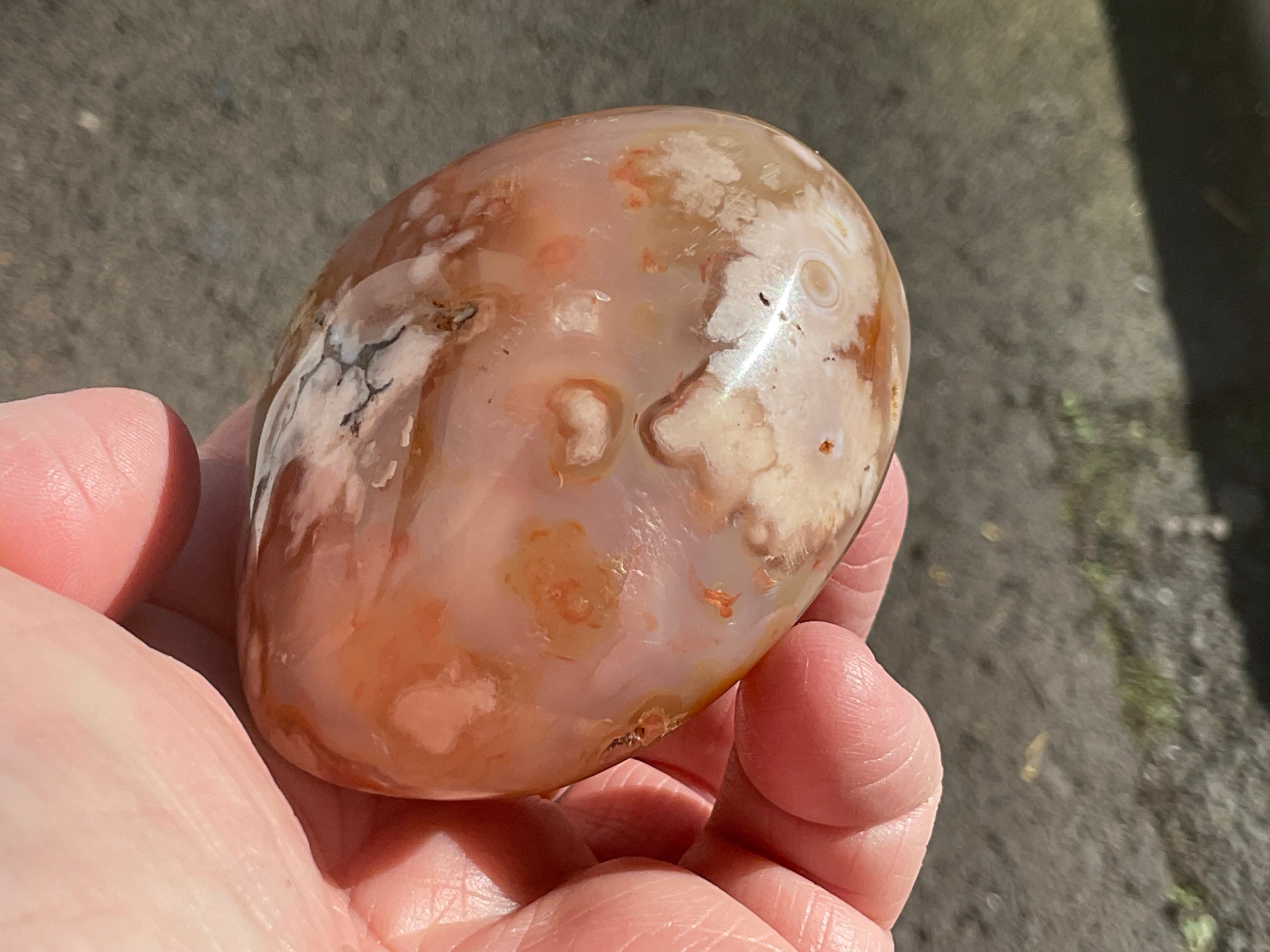 226g Flower Agate Palmstone 13A