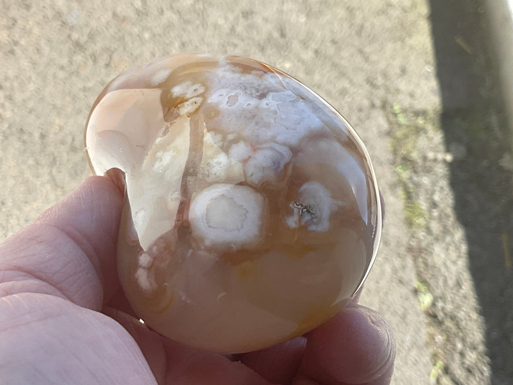 258g Flower Agate Palmstone 13B