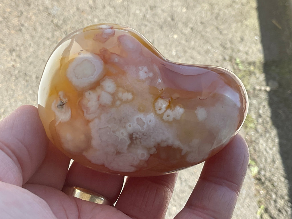258g Flower Agate Palmstone 13B