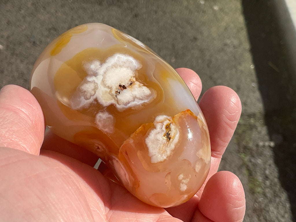 258g Flower Agate Palmstone 13B
