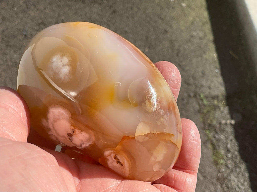 258g Flower Agate Palmstone 13B