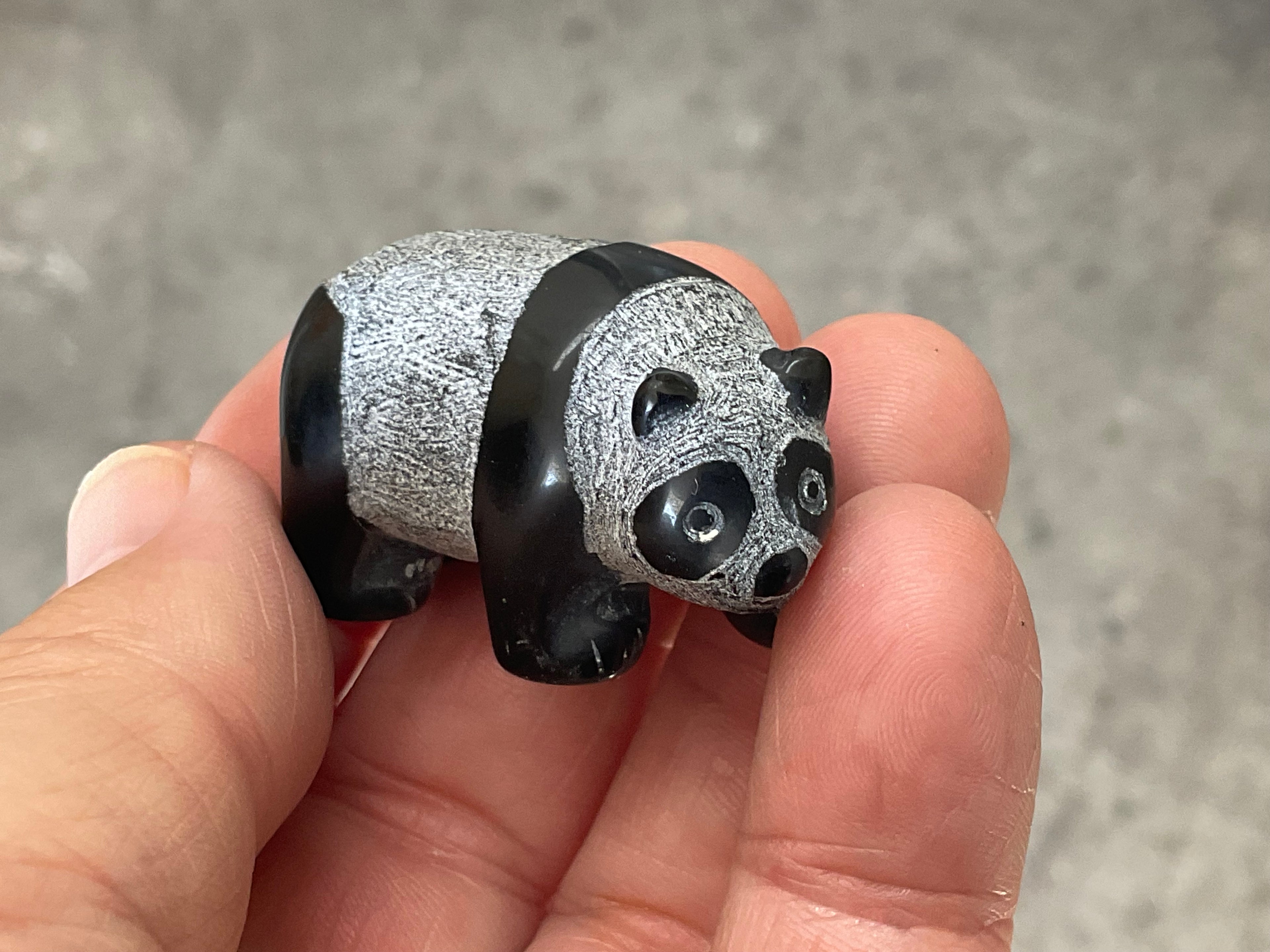 Obsidian Panda Carving