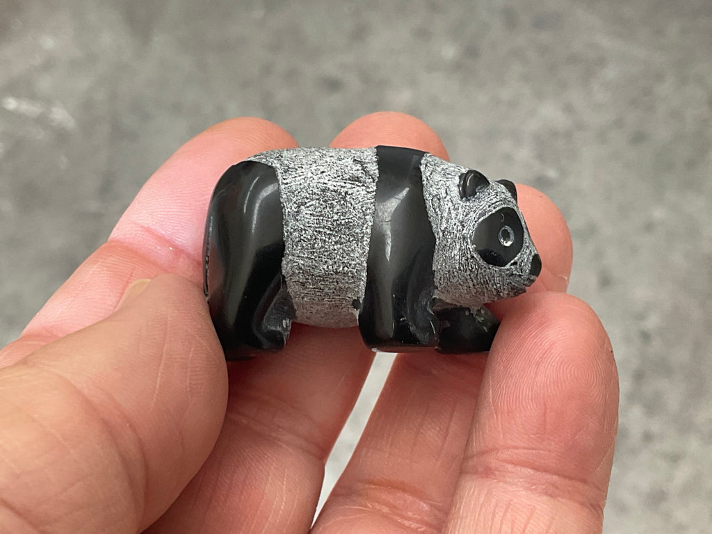 Obsidian Panda Carving