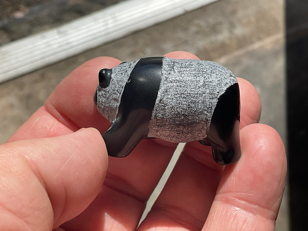 Obsidian Panda Carving