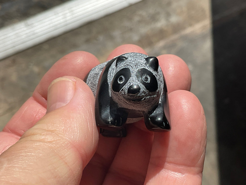 Obsidian Panda Carving