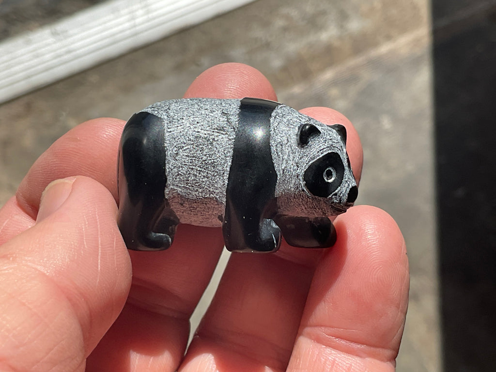 Obsidian Panda Carving
