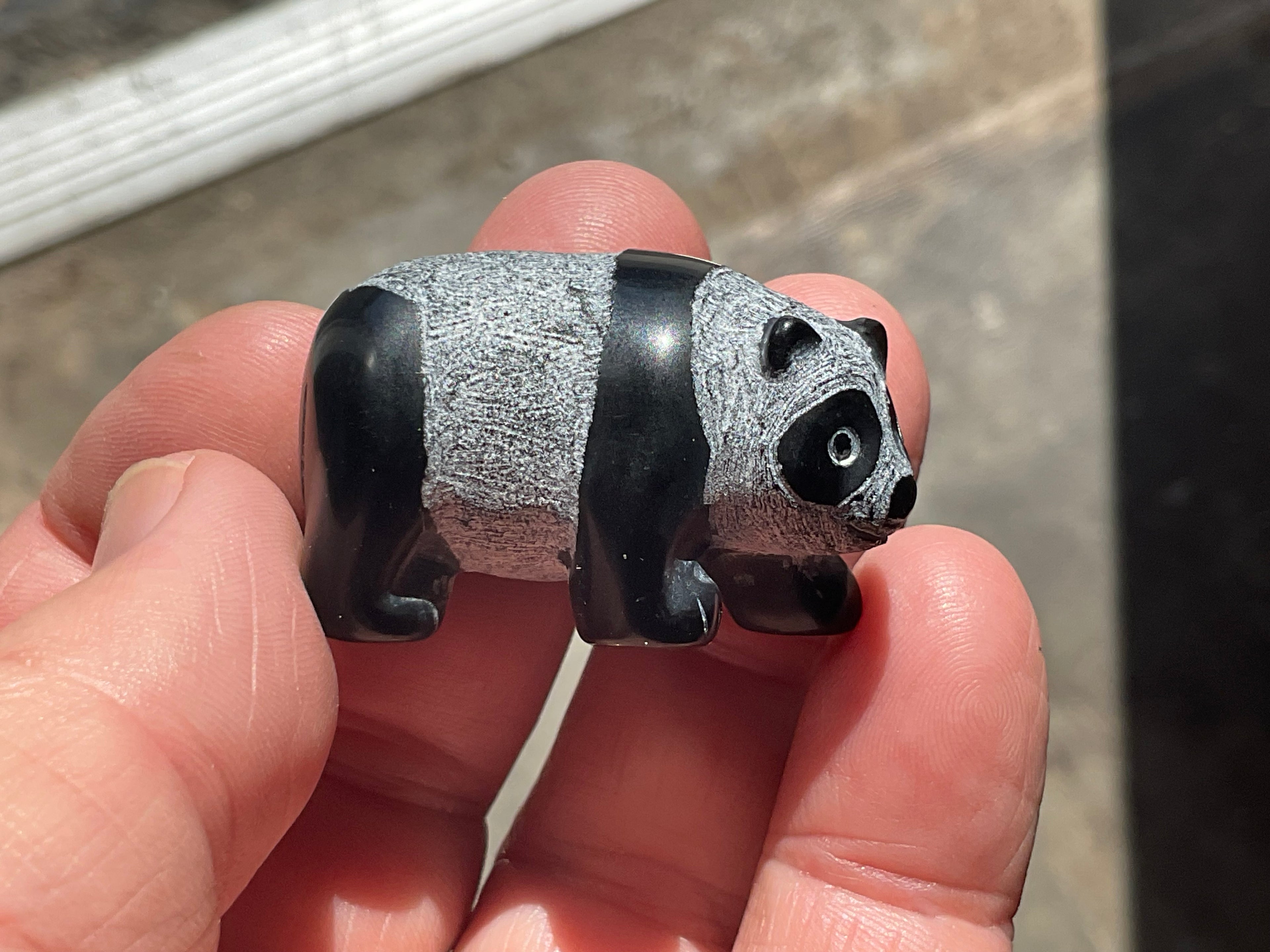 Obsidian Panda Carving