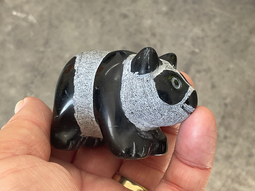 Obsidian Panda Carving