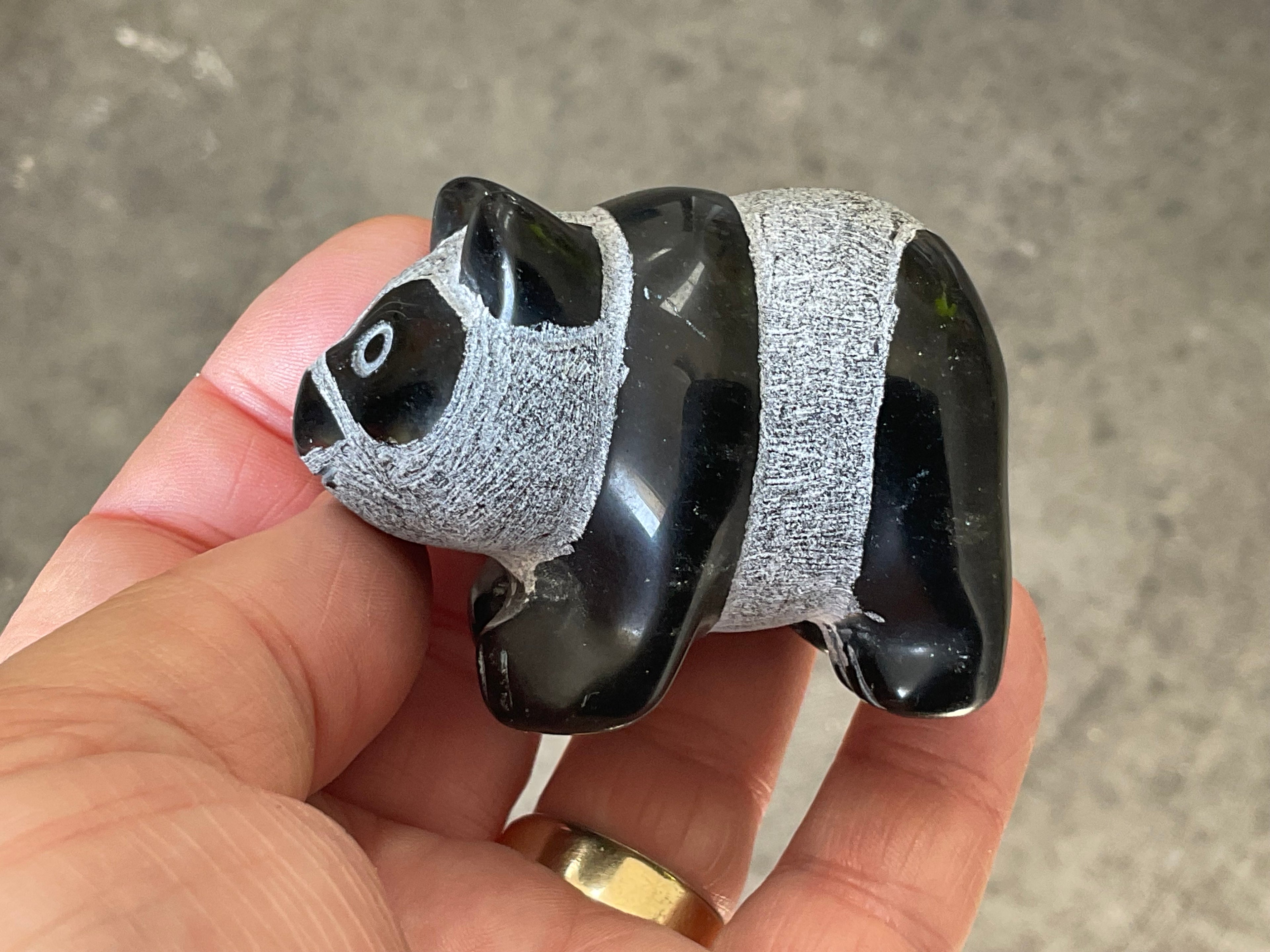 Obsidian Panda Carving