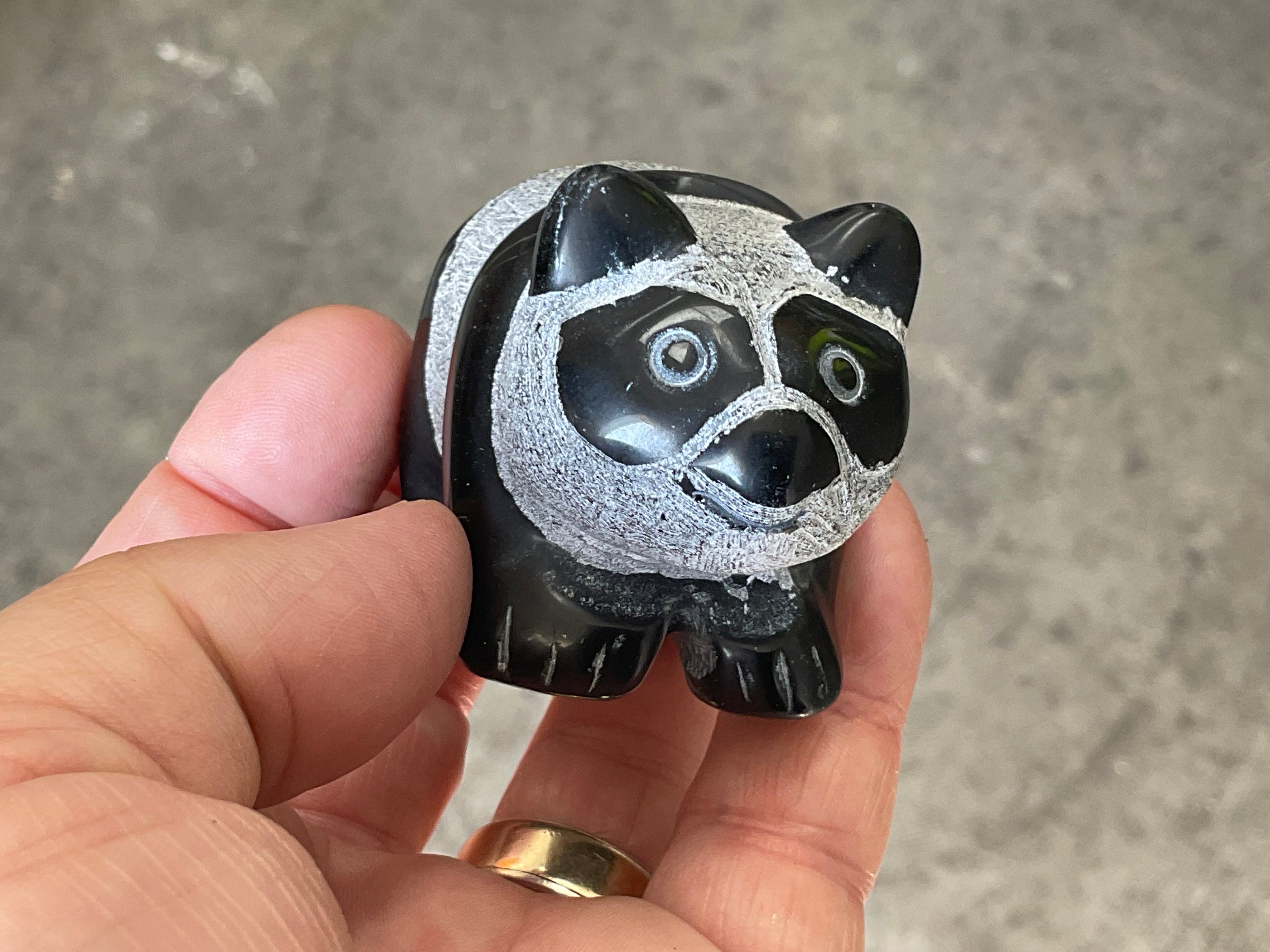 Obsidian Panda Carving