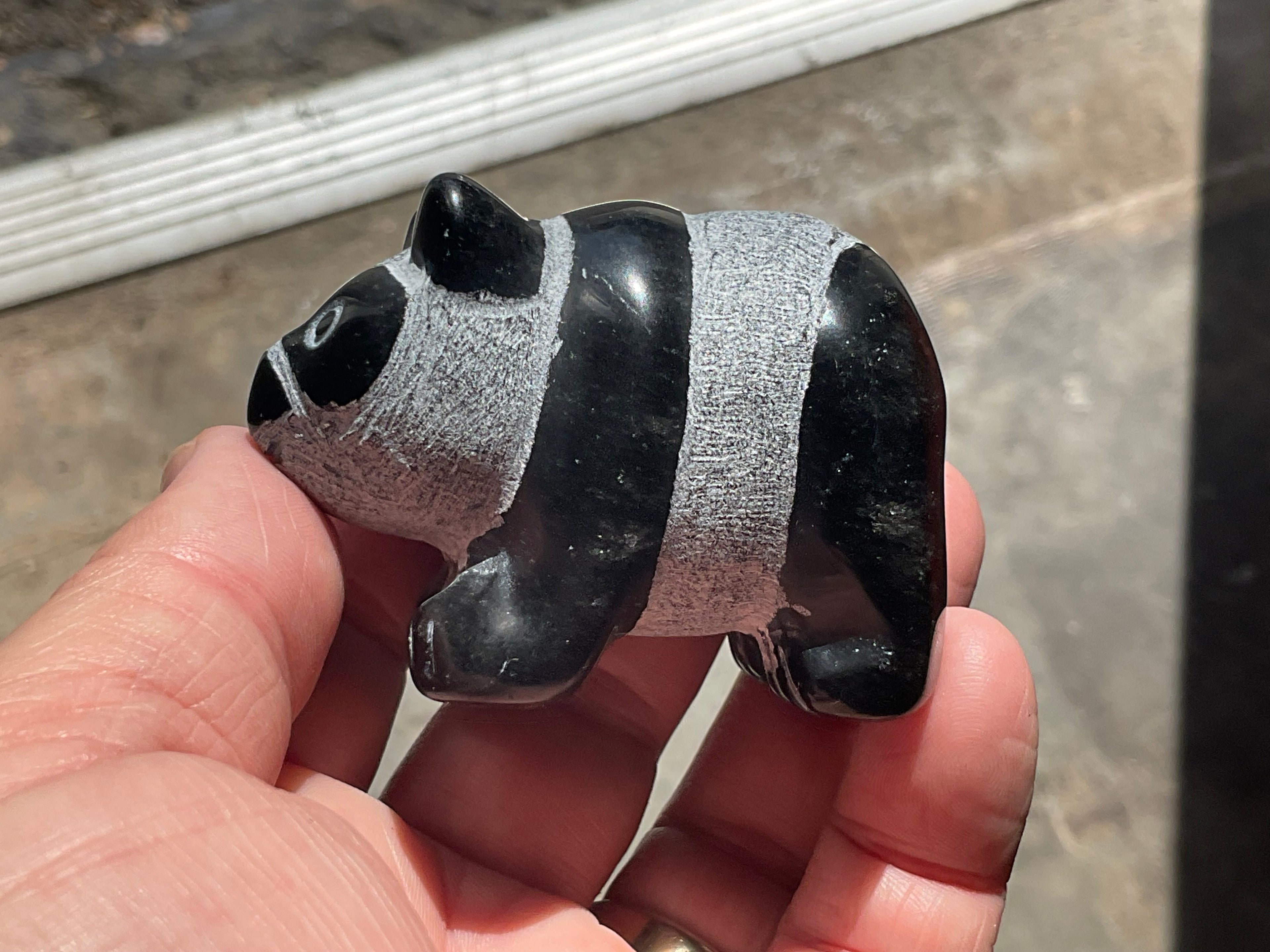 Obsidian Panda Carving