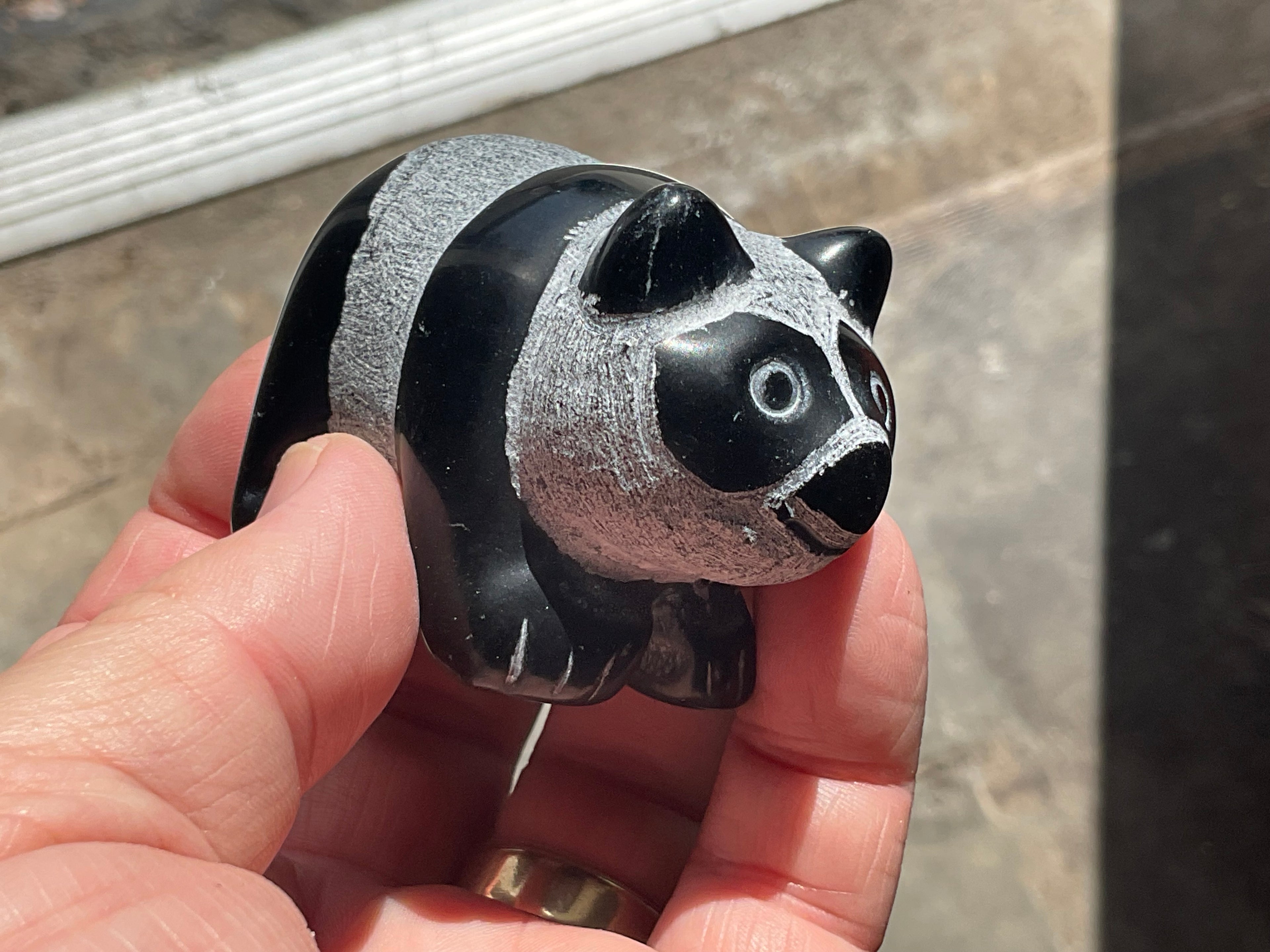 Obsidian Panda Carving