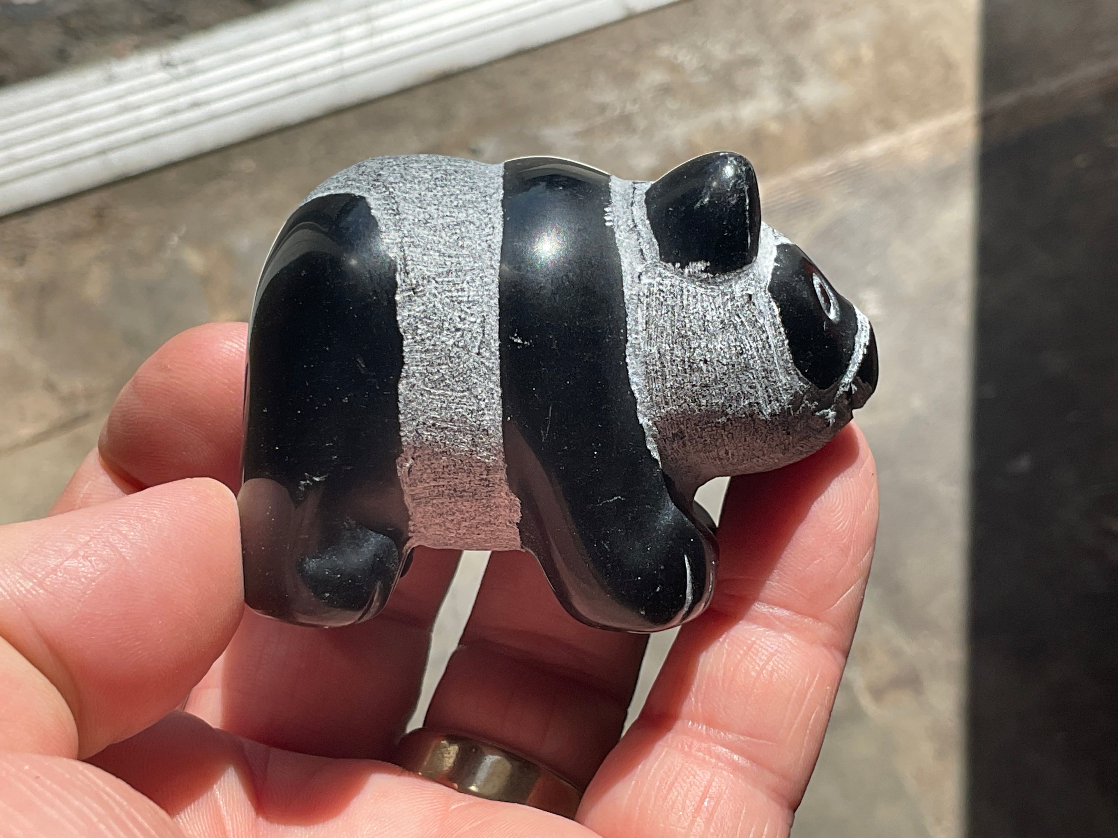 Obsidian Panda Carving