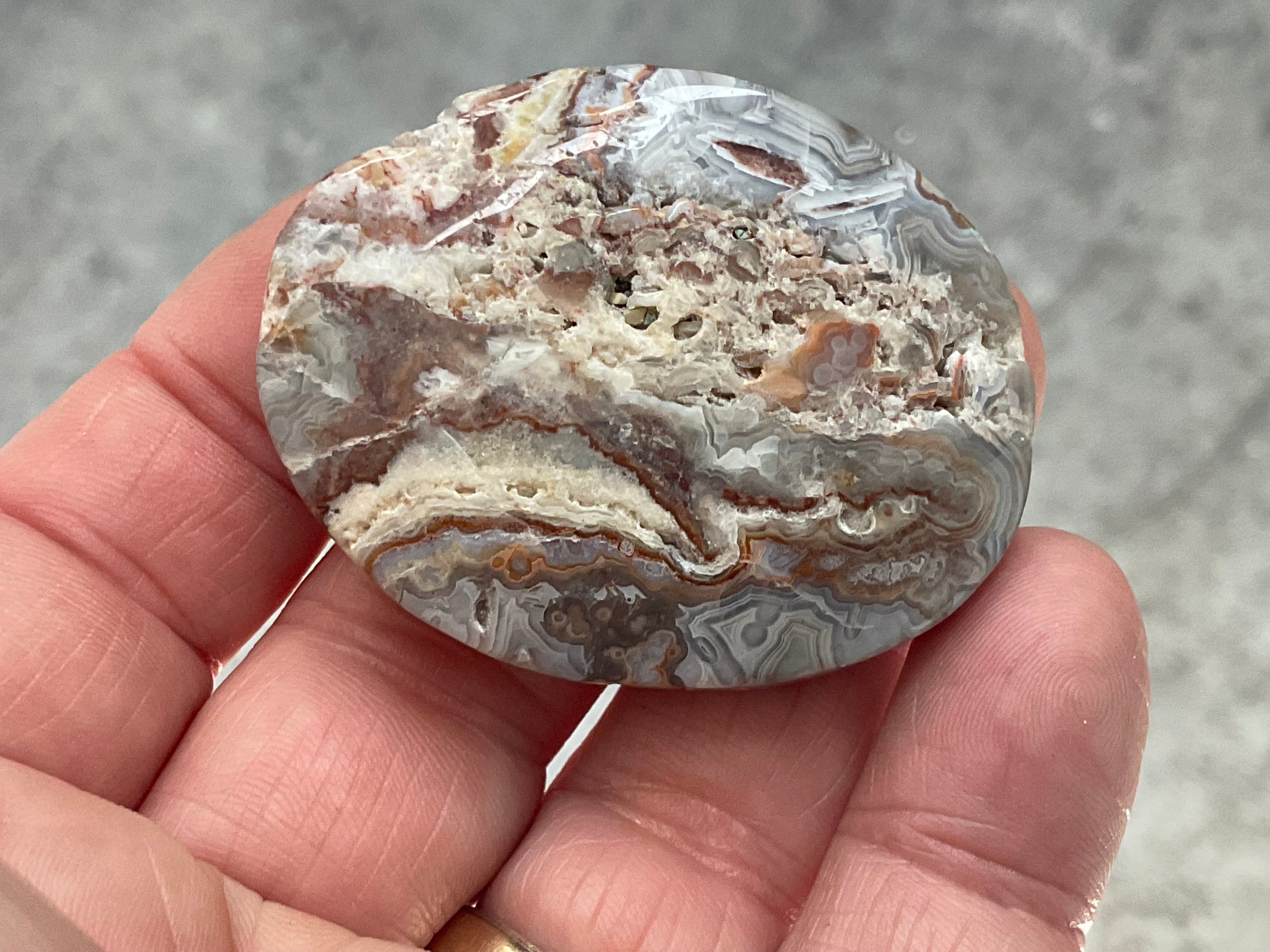 40g Mexican Crazy Lace Agate Rustic Palmstone A