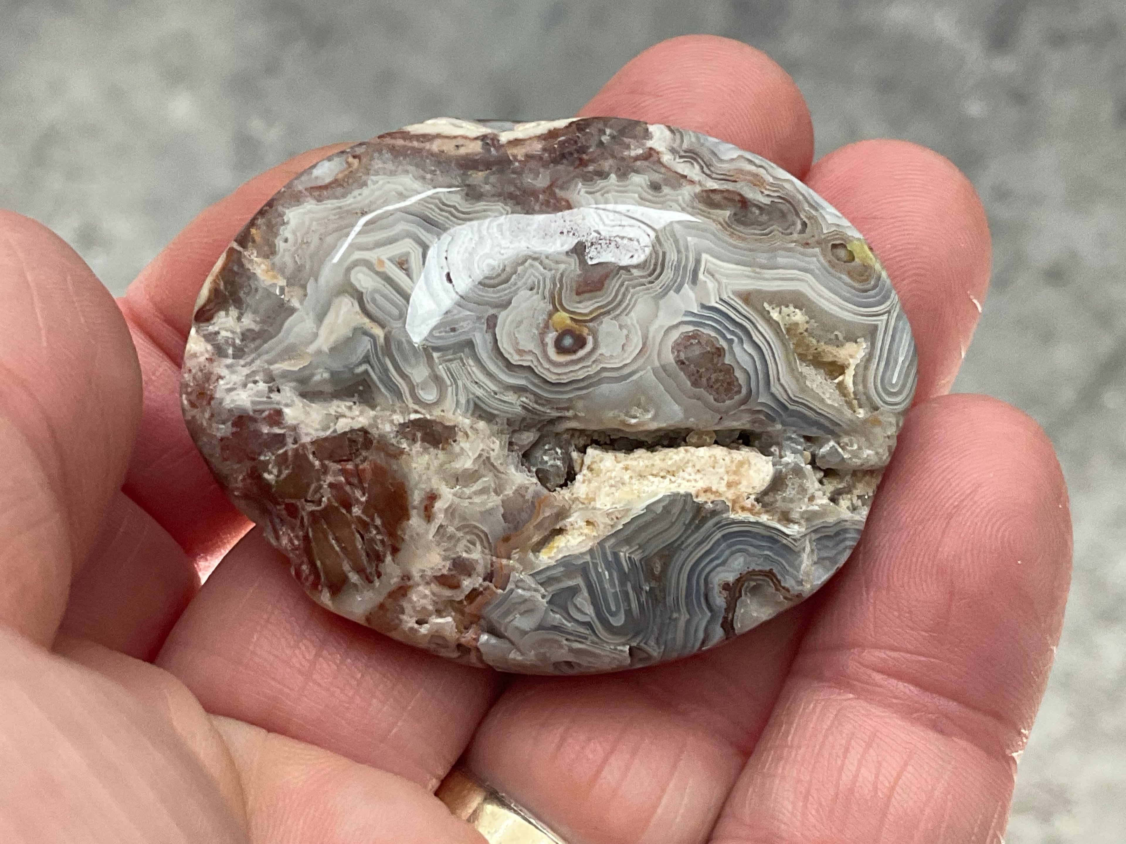 40g Mexican Crazy Lace Agate Rustic Palmstone A