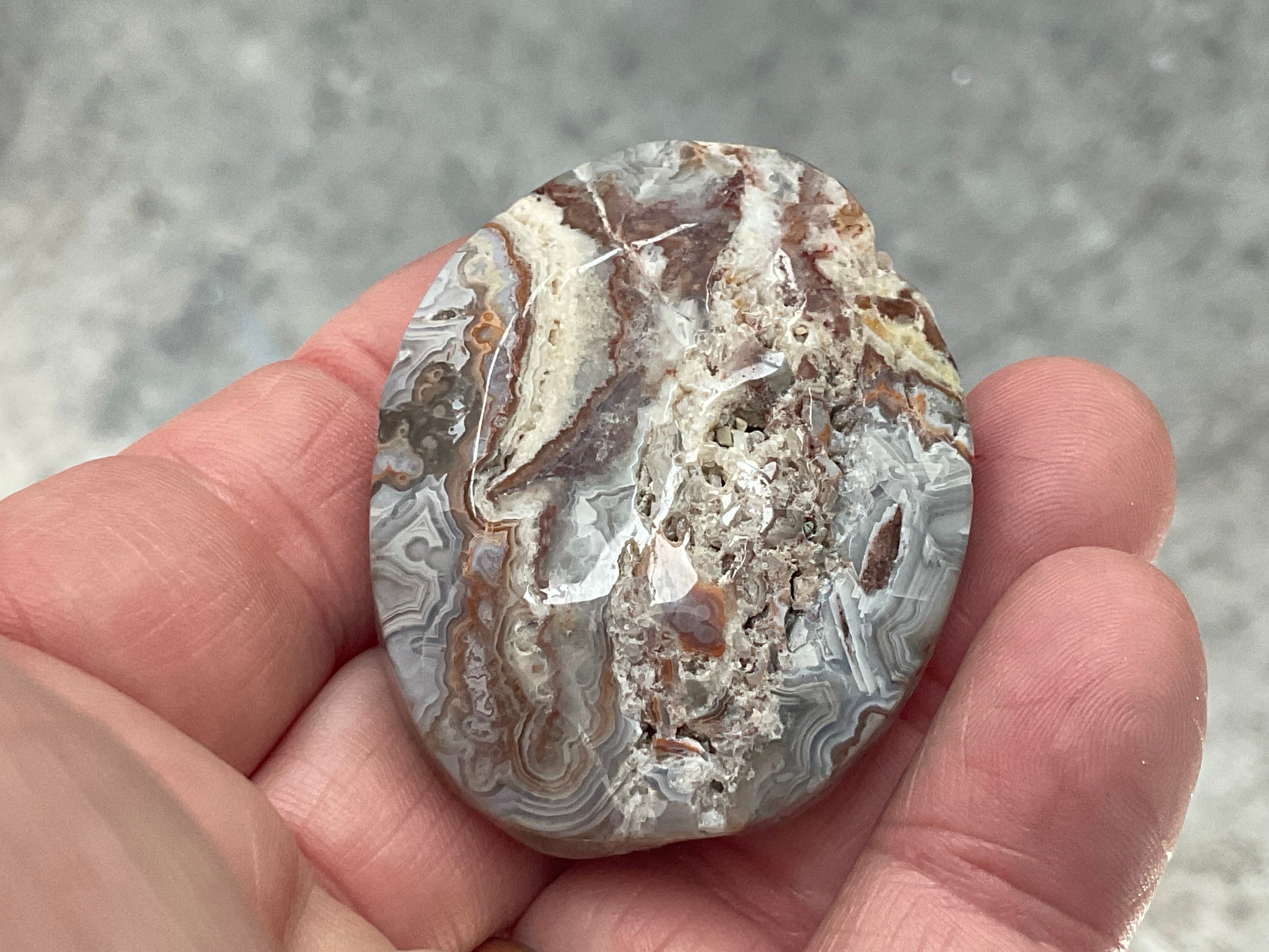 40g Mexican Crazy Lace Agate Rustic Palmstone A