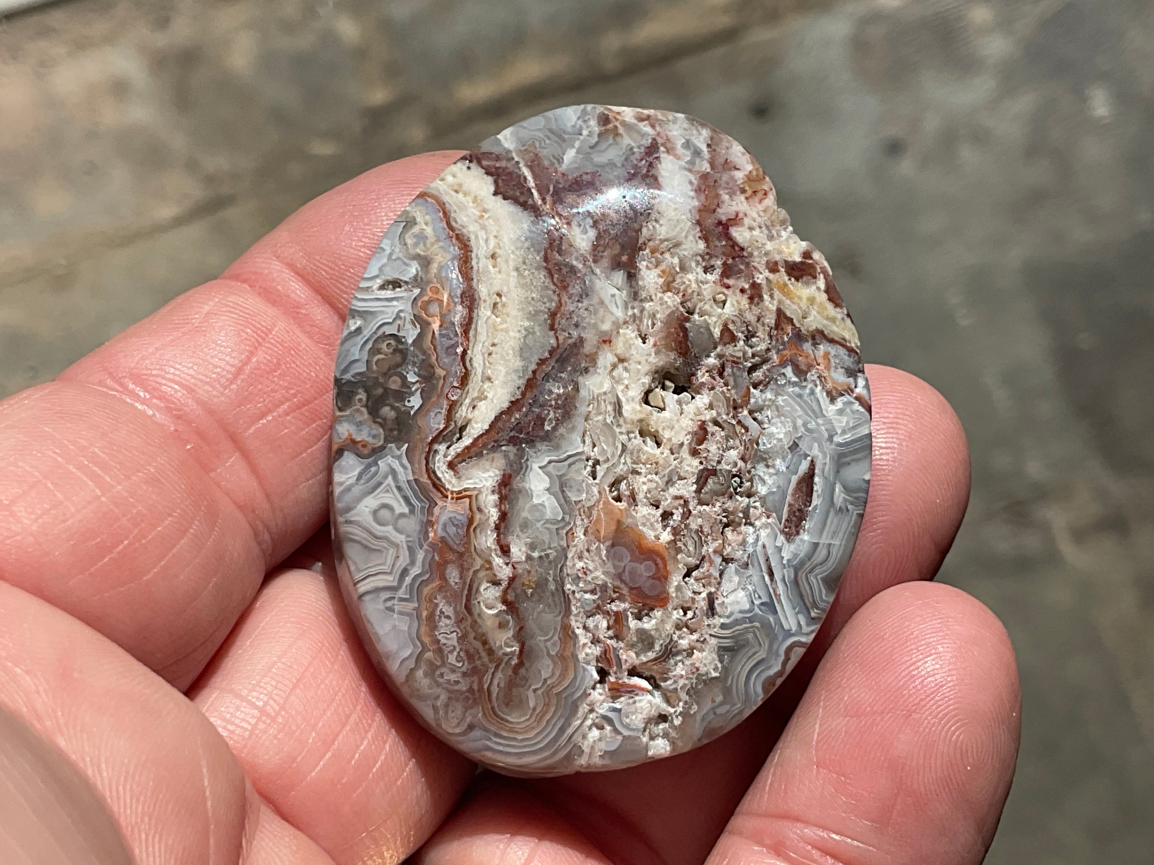 40g Mexican Crazy Lace Agate Rustic Palmstone A