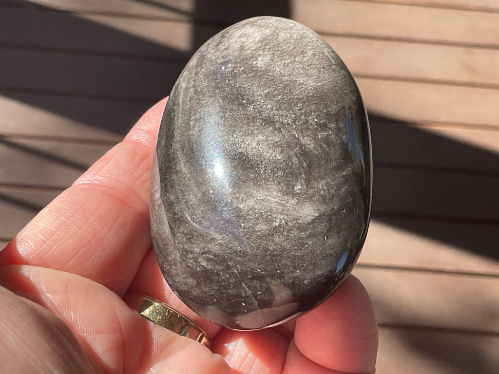 107g Silver Sheen Obsidian Palmstone 4C