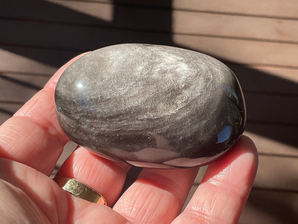 107g Silver Sheen Obsidian Palmstone 4C