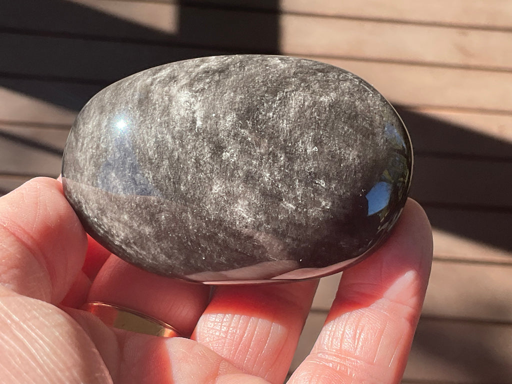 107g Silver Sheen Obsidian Palmstone 4C