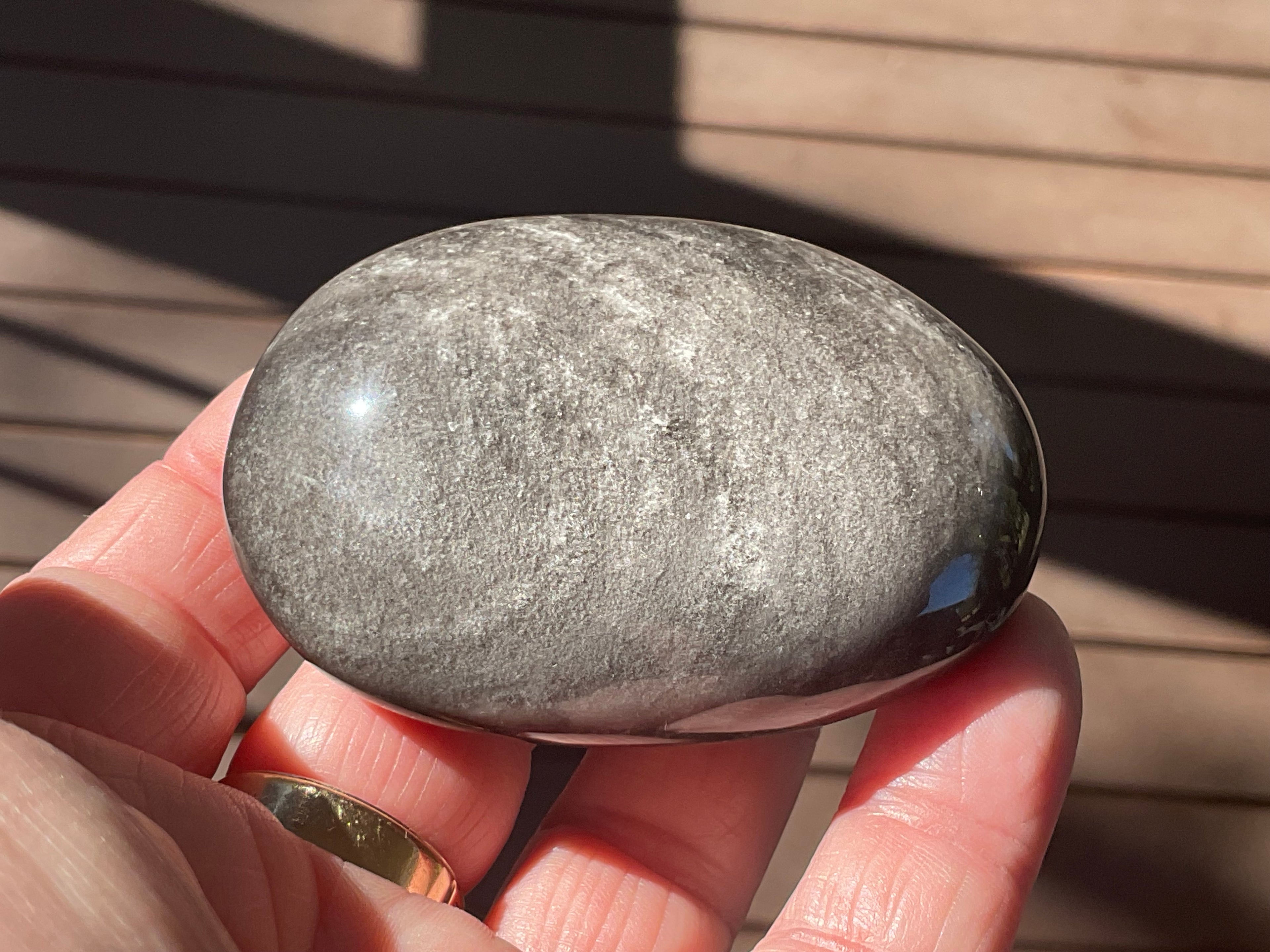 107g Silver Sheen Obsidian Palmstone 4C