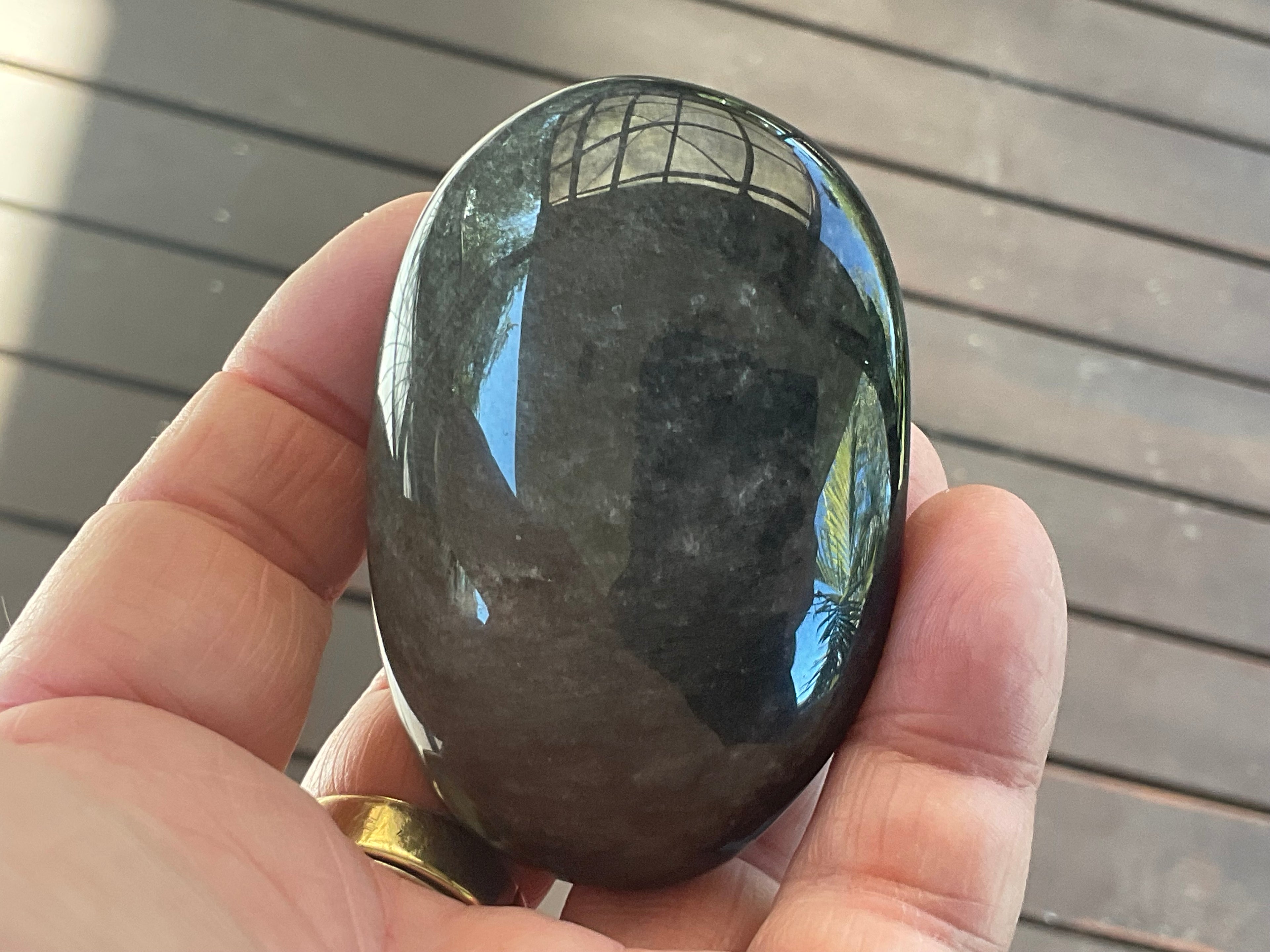 107g Silver Sheen Obsidian Palmstone 4C