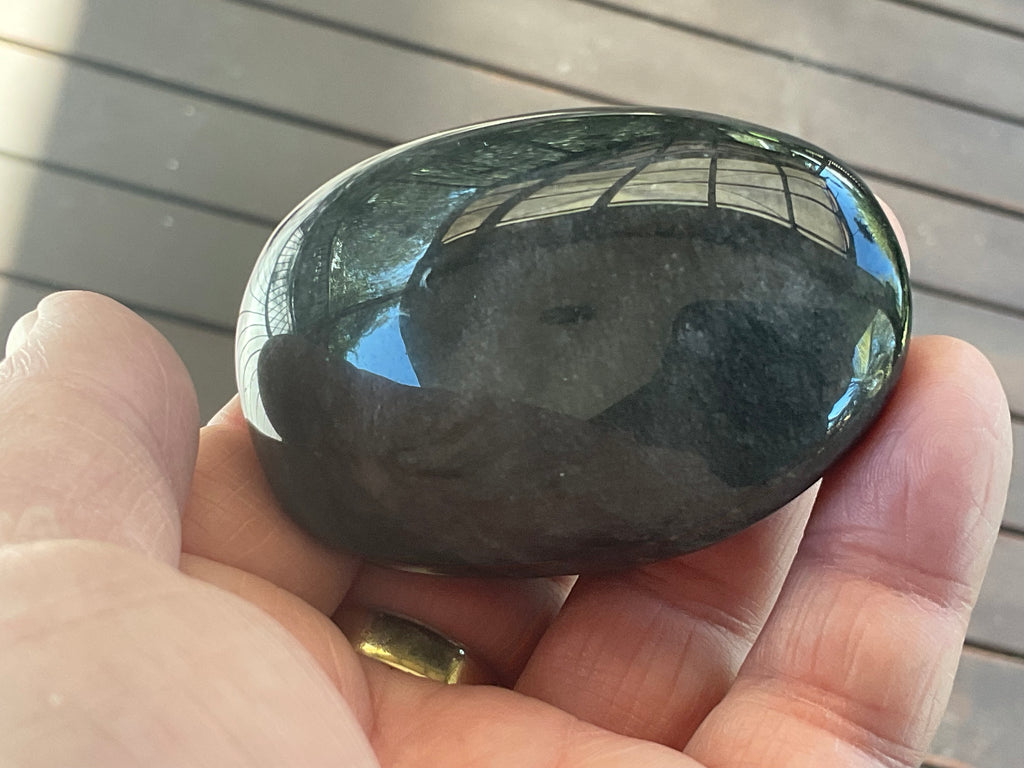107g Silver Sheen Obsidian Palmstone 4C