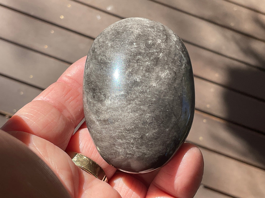 107g Silver Sheen Obsidian Palmstone 4C