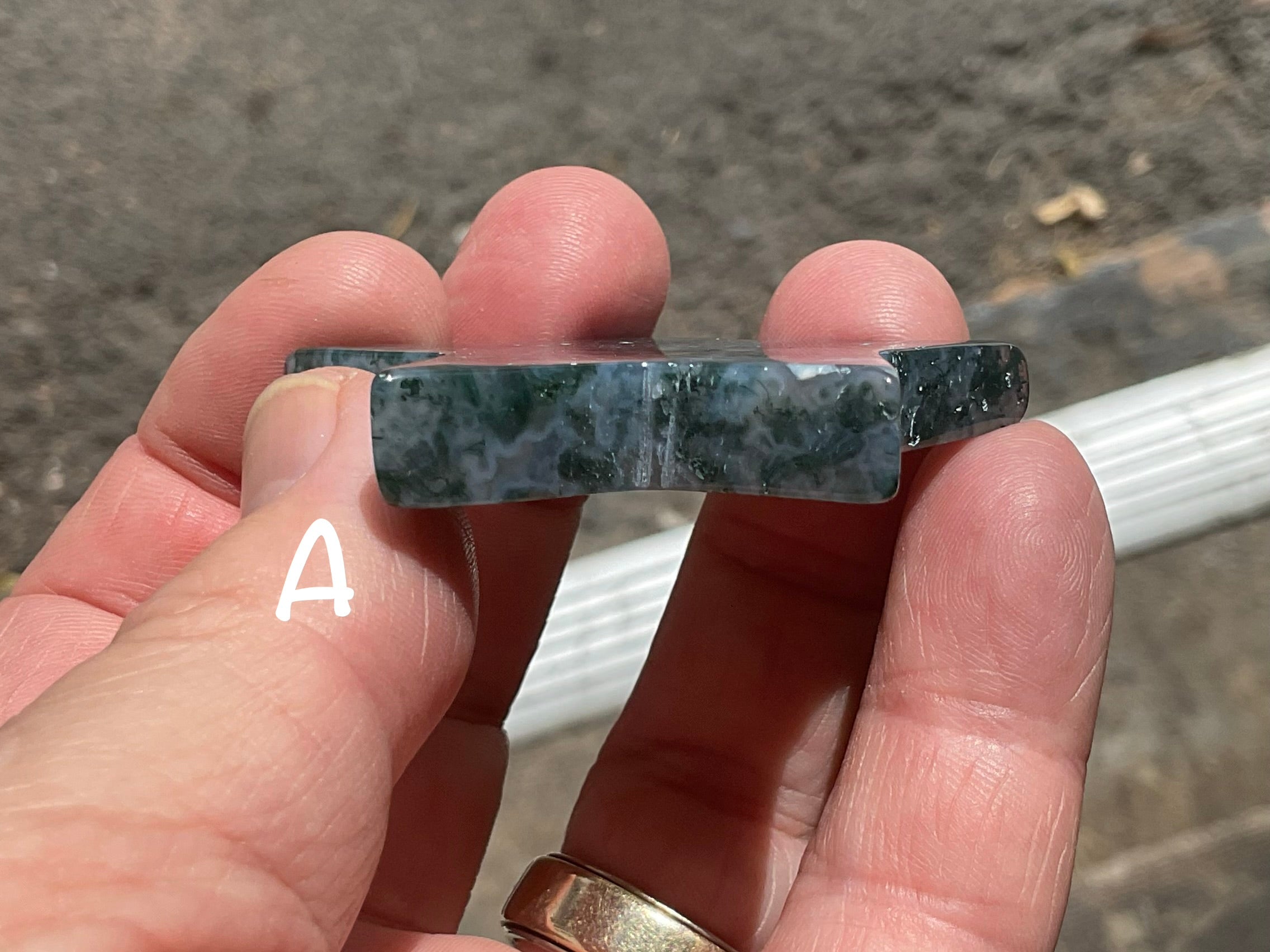 Moss Agate Hand Carved Flat Star Group 1