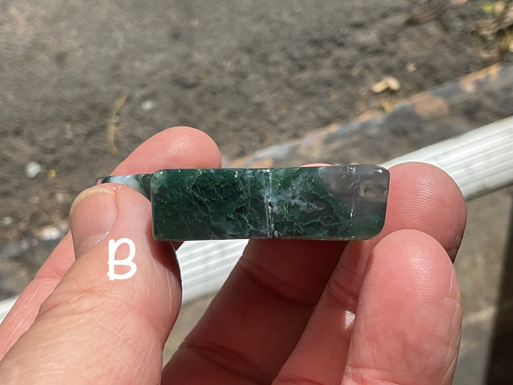 Moss Agate Hand Carved Flat Star Group 1
