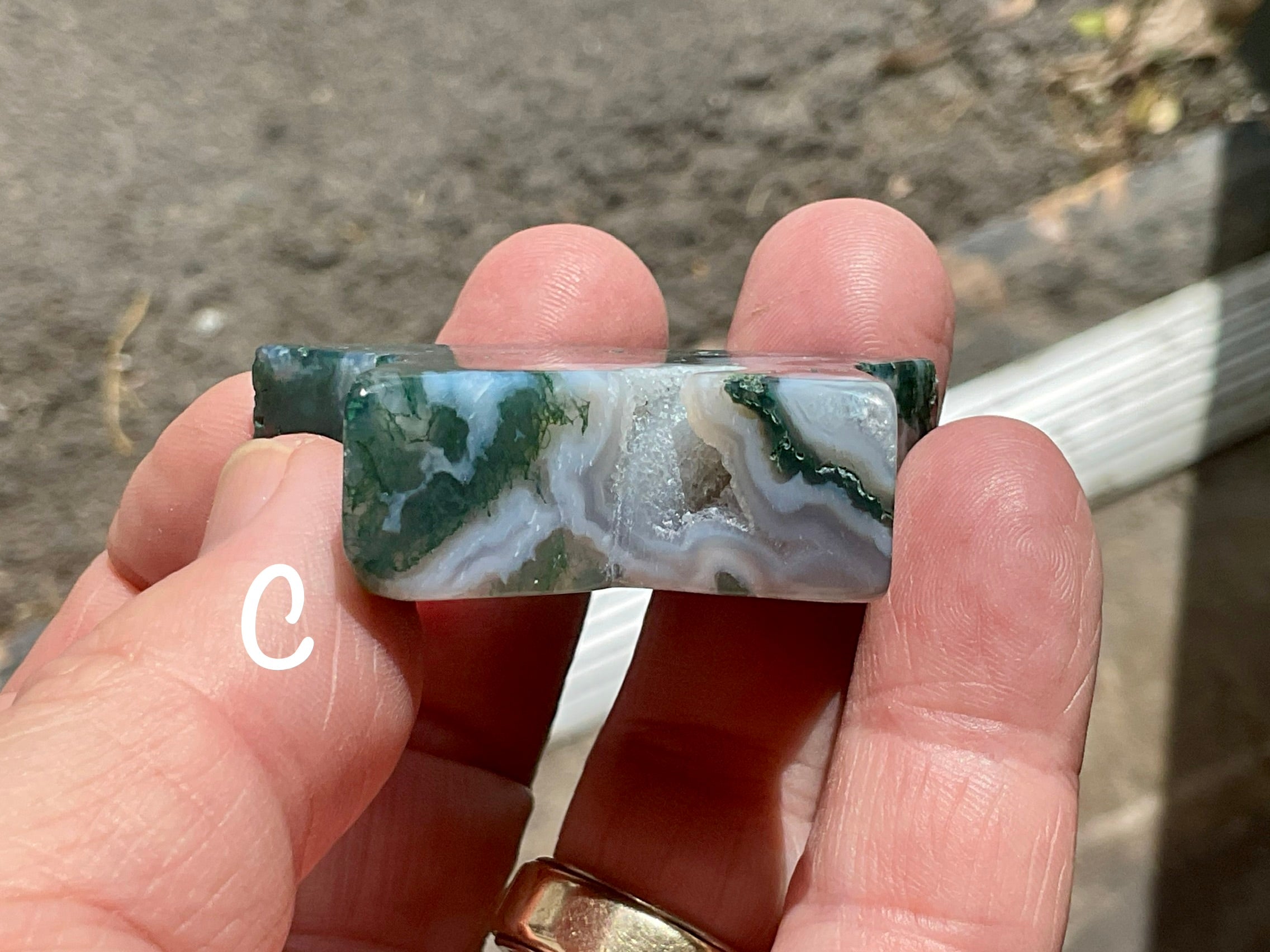 Moss Agate Hand Carved Flat Star Group 1