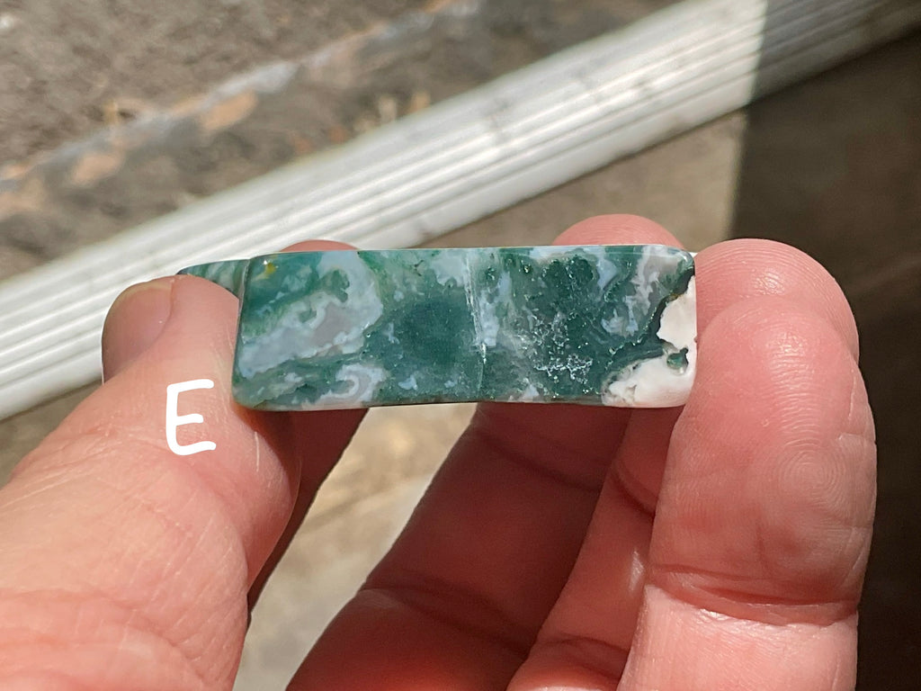 Moss Agate Hand Carved Flat Star Group 1