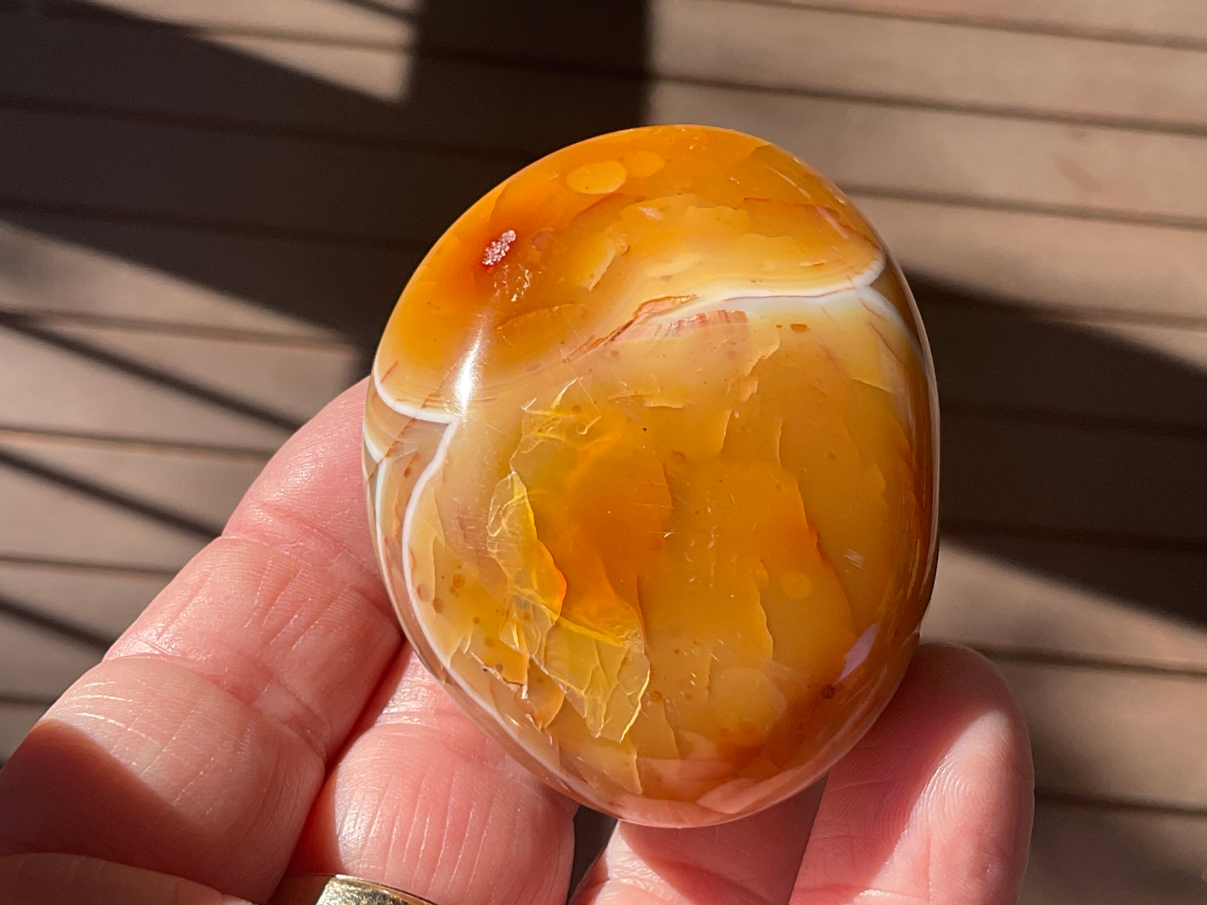 130g Carnelian Orca Agate Palmstone 4B