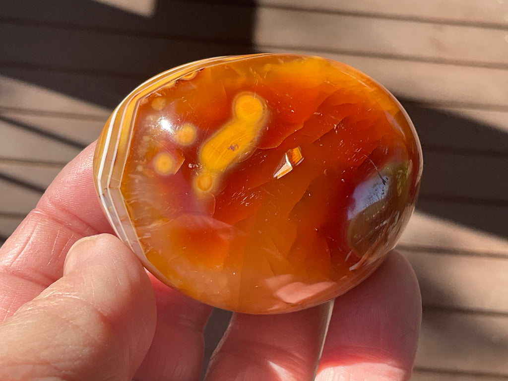 130g Carnelian Orca Agate Palmstone 4B