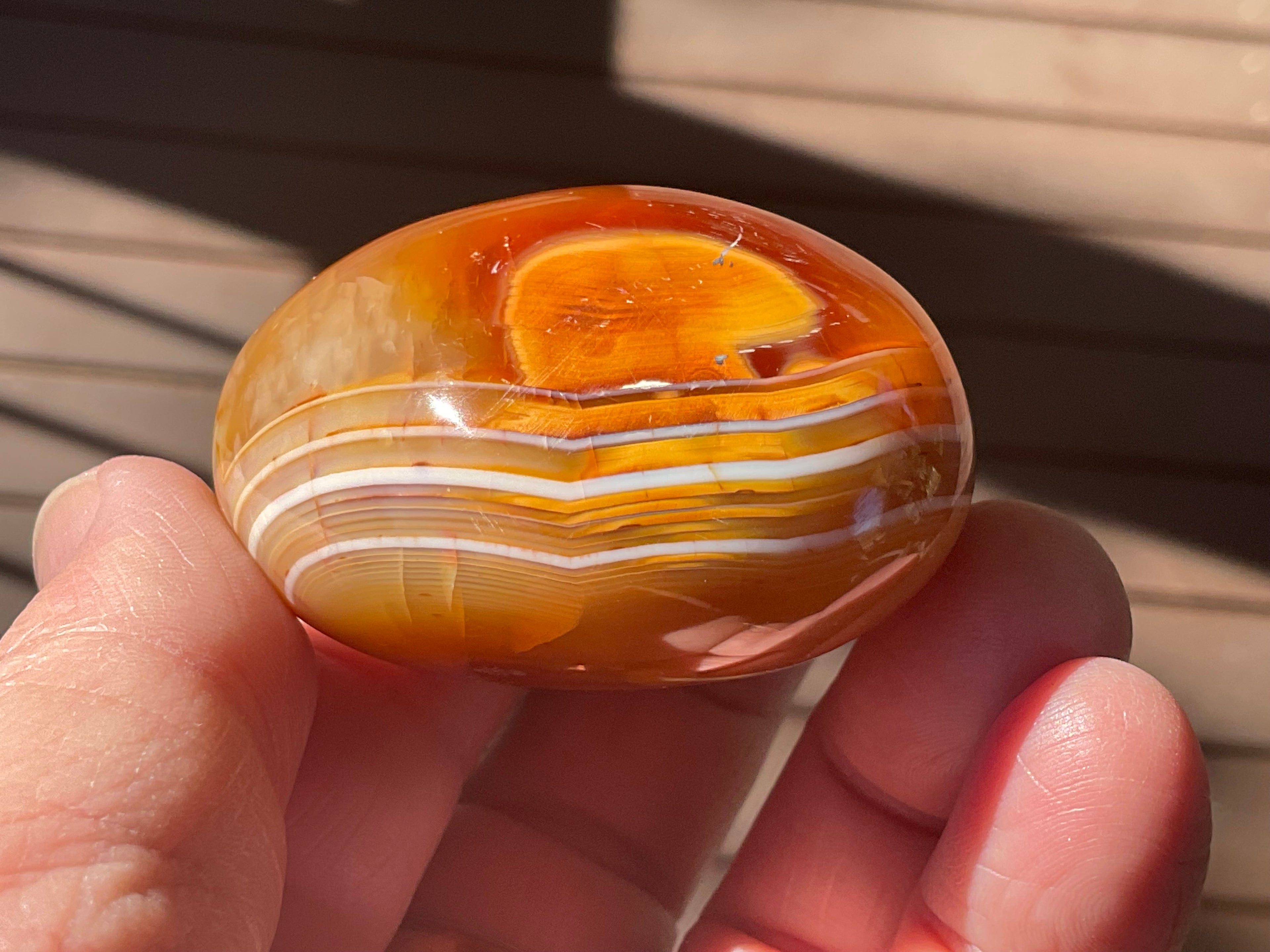 130g Carnelian Orca Agate Palmstone 4B
