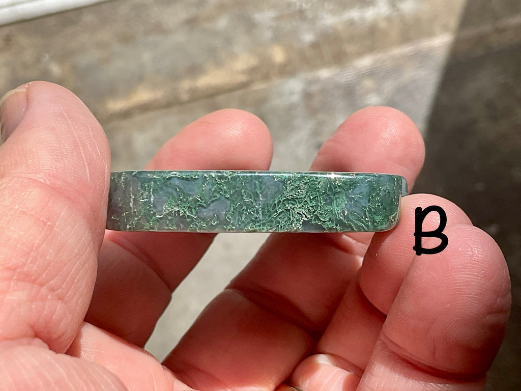 Moss Agate “Man in Moon” Carving Group 1